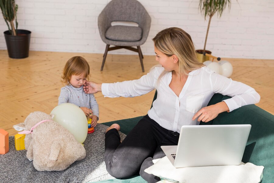 full-shot-mother-kid-home
